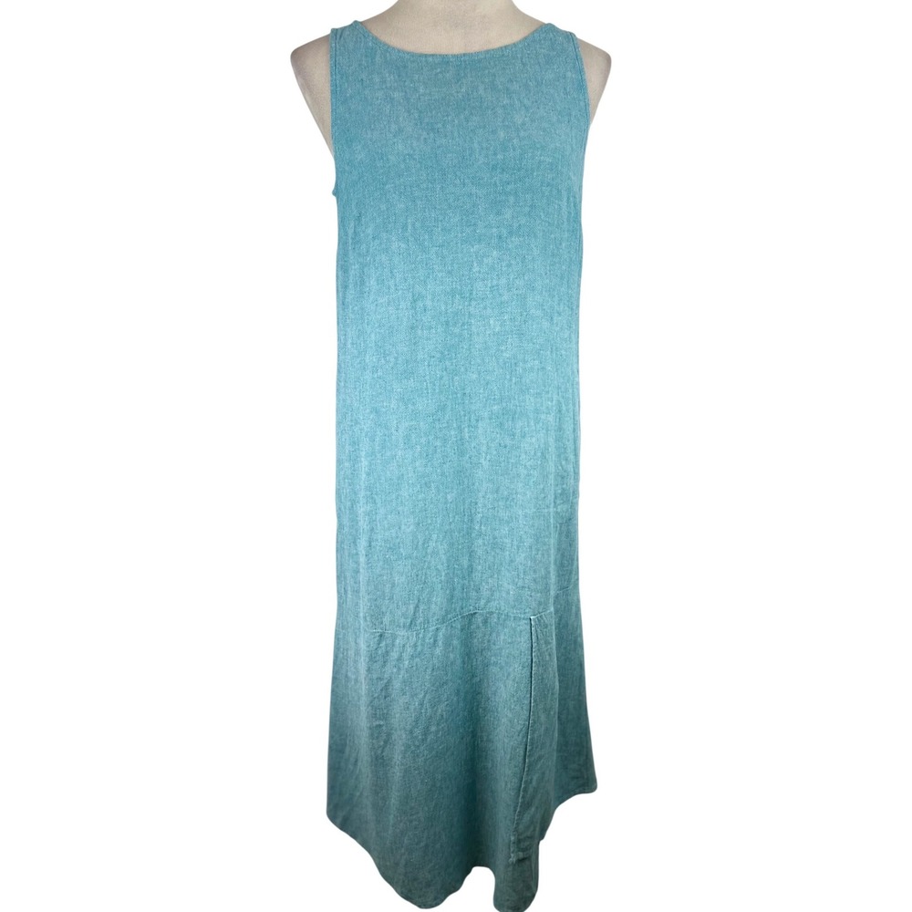 Pure Jill Sleeveless Linen Blend Maxi Dress Teal Blue Women XS Petite